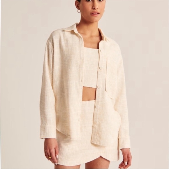 Abercrombie & Fitch Tops - Abercrombie & Fitch Three Piece Matching Tweed Set Skort Oversized Shirt Tank